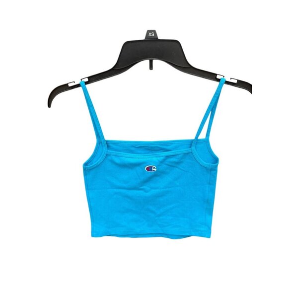 Champion Womens Blue Spaghetti Strap Crop Tank Top XS Cotton/Spandex - Picture 2 of 5